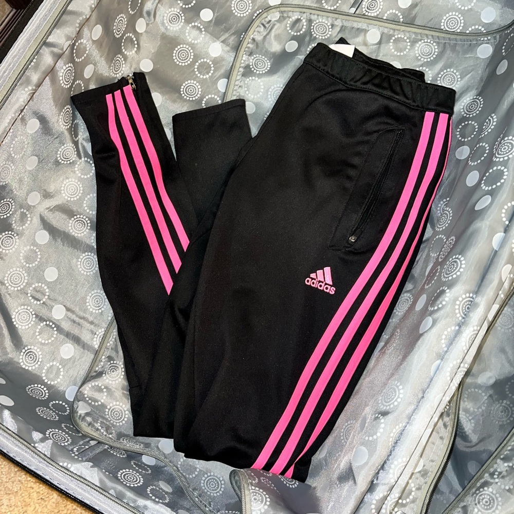 Small Adidas Pink & Black Slim Joggers